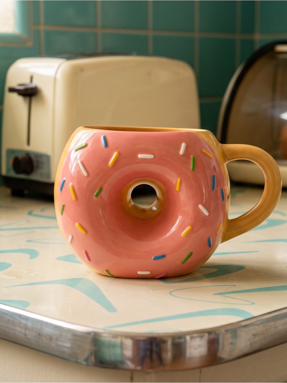 Sprinkles Donut Pink Frosting Novelty Coffee Mug Tea Cup